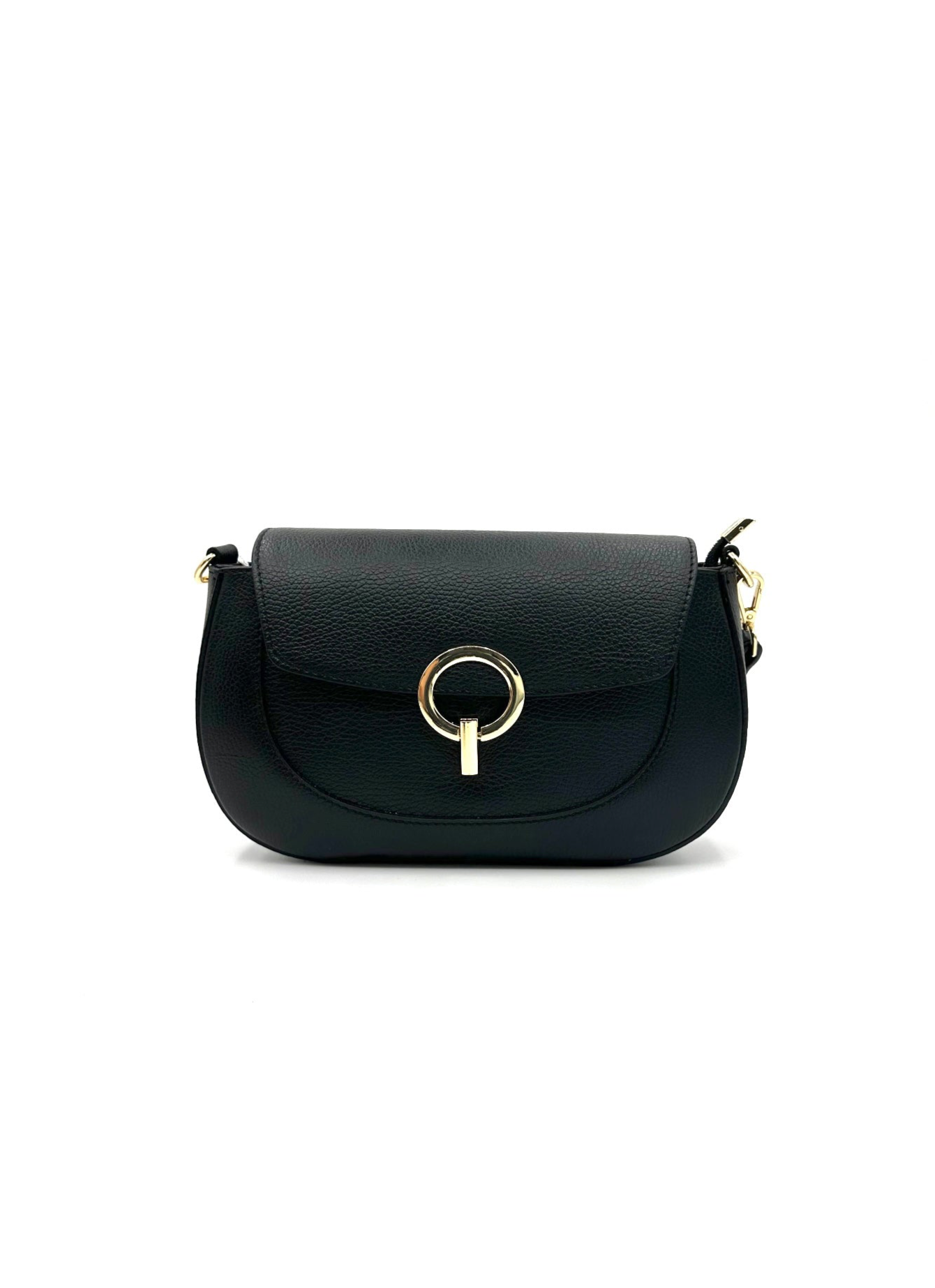 Borsa con patella in pelle martellata