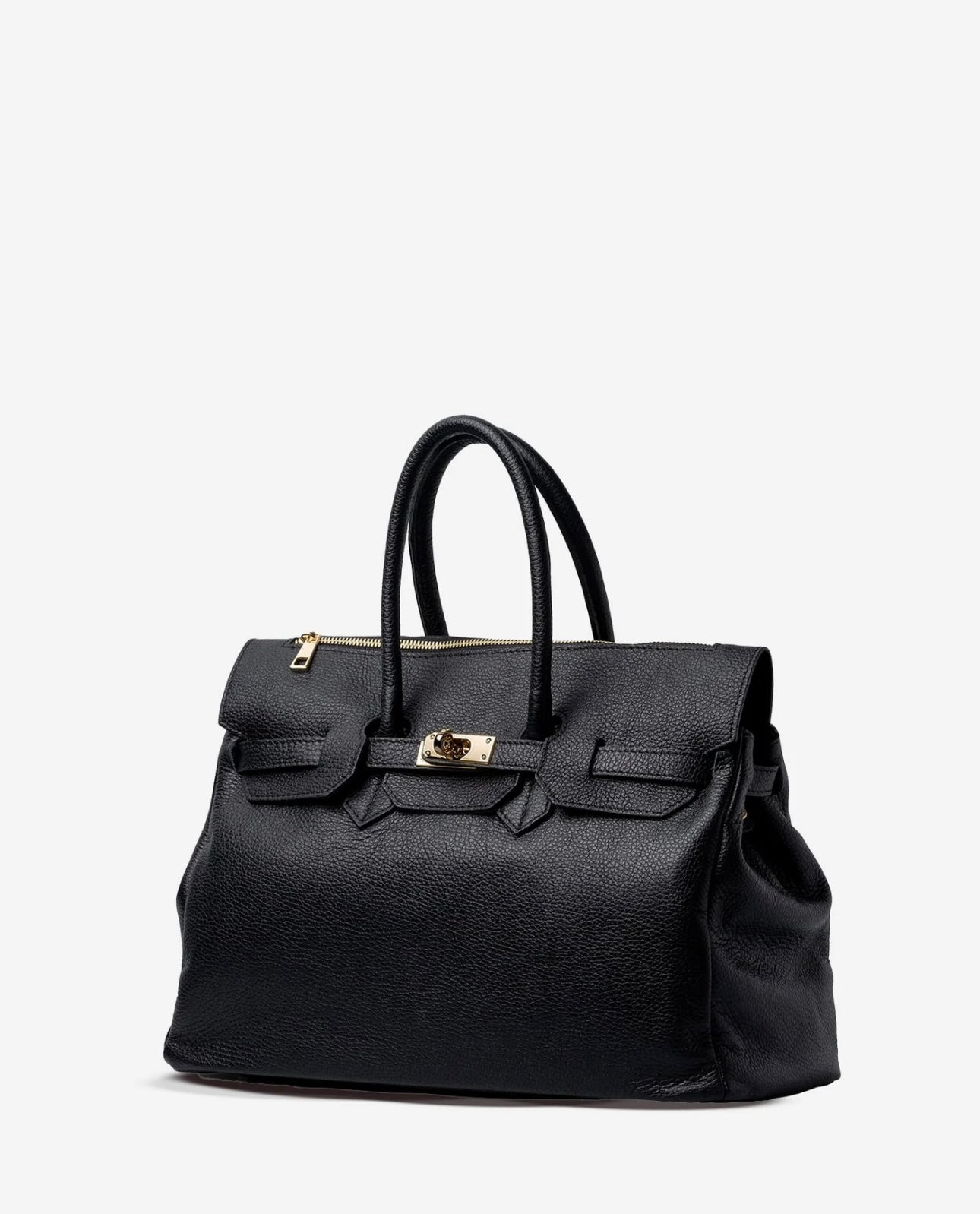 Borsa due manici in pelle martellata