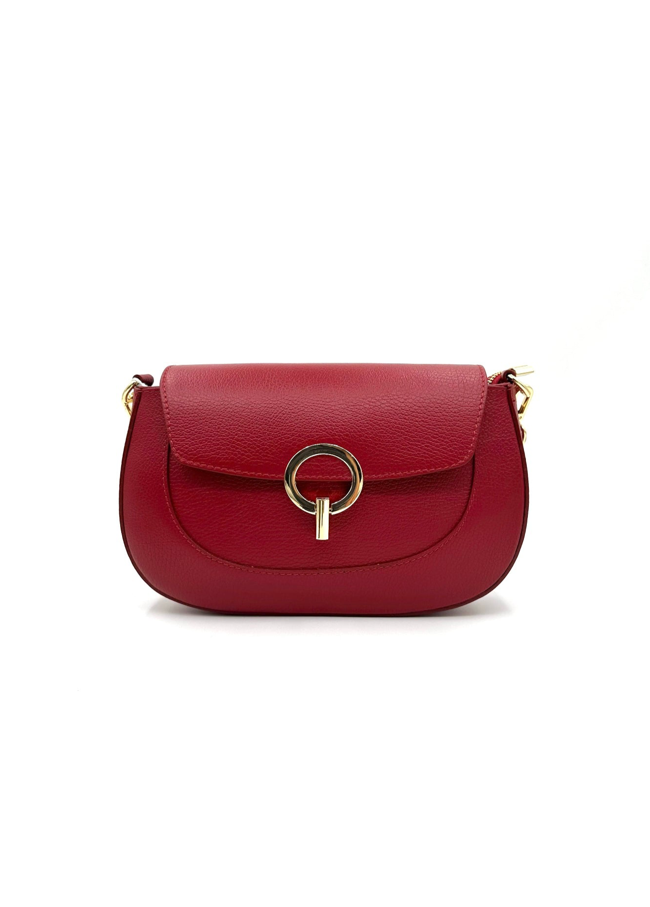 Borsa con patella in pelle martellata