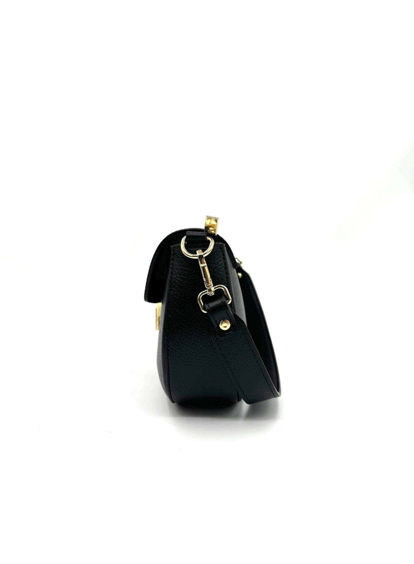 Borsa con patella in pelle martellata