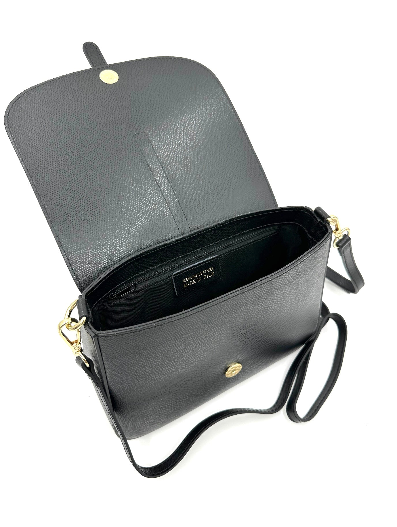 borsa tracolla con patella in safiano