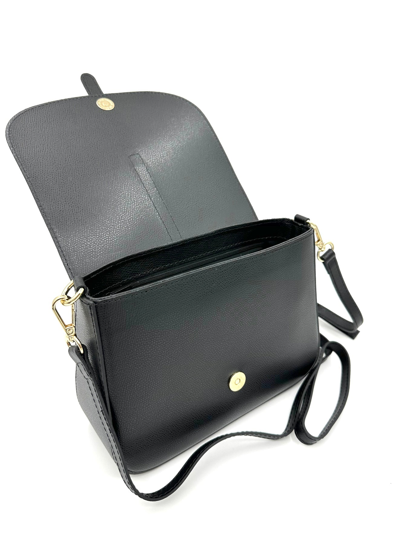 borsa tracolla con patella in safiano