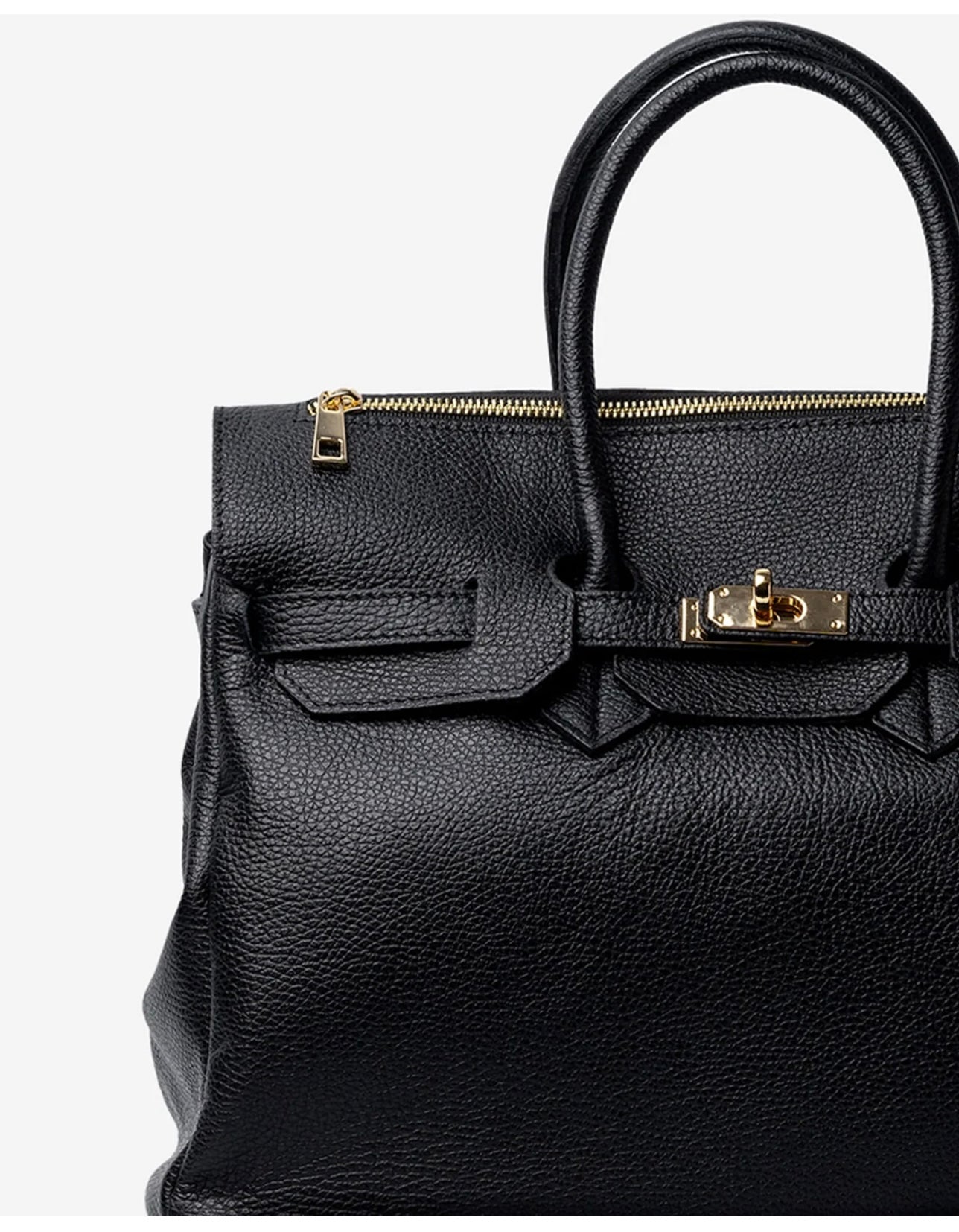 Borsa due manici in pelle martellata