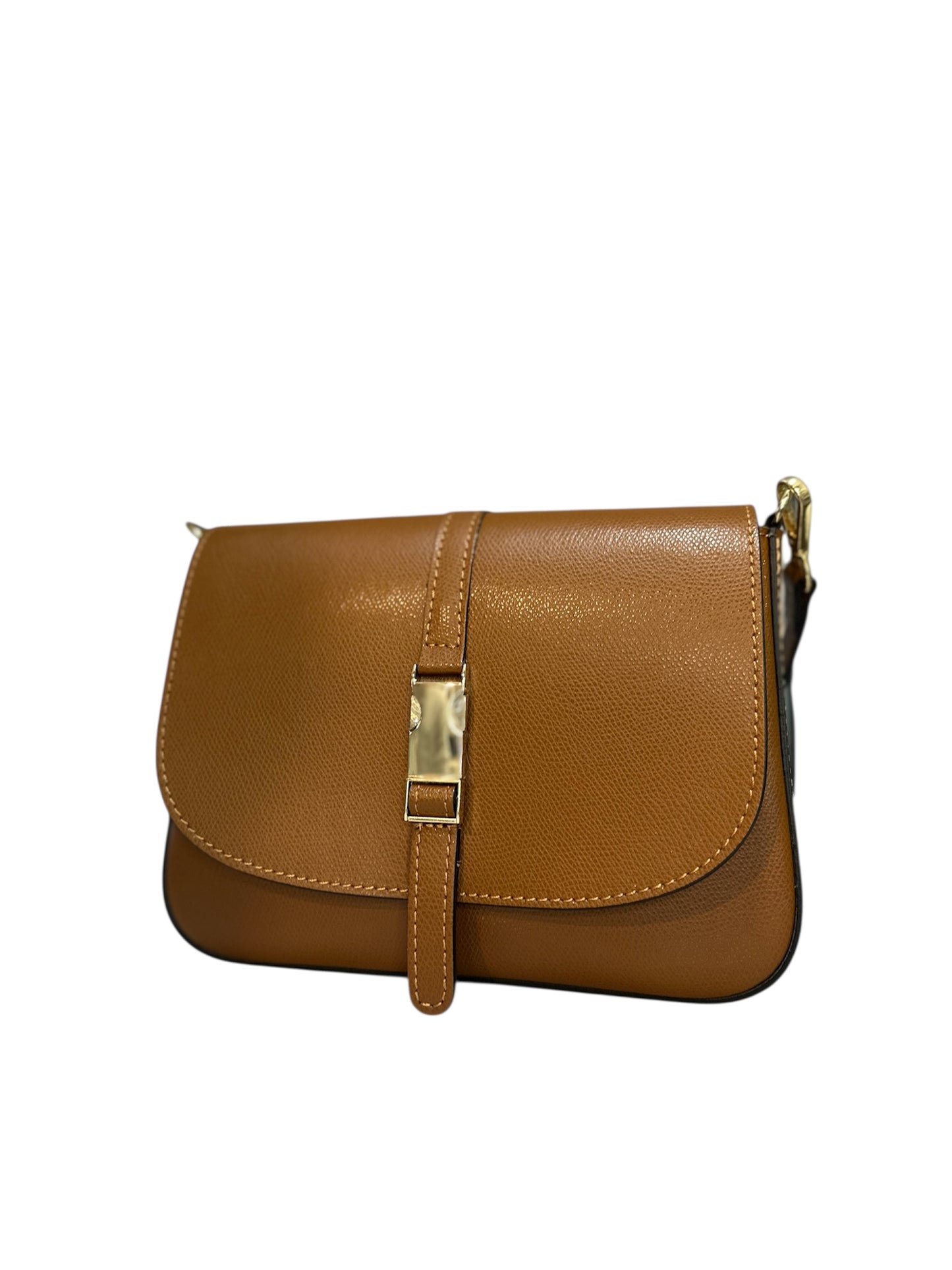 borsa tracolla con patella in safiano