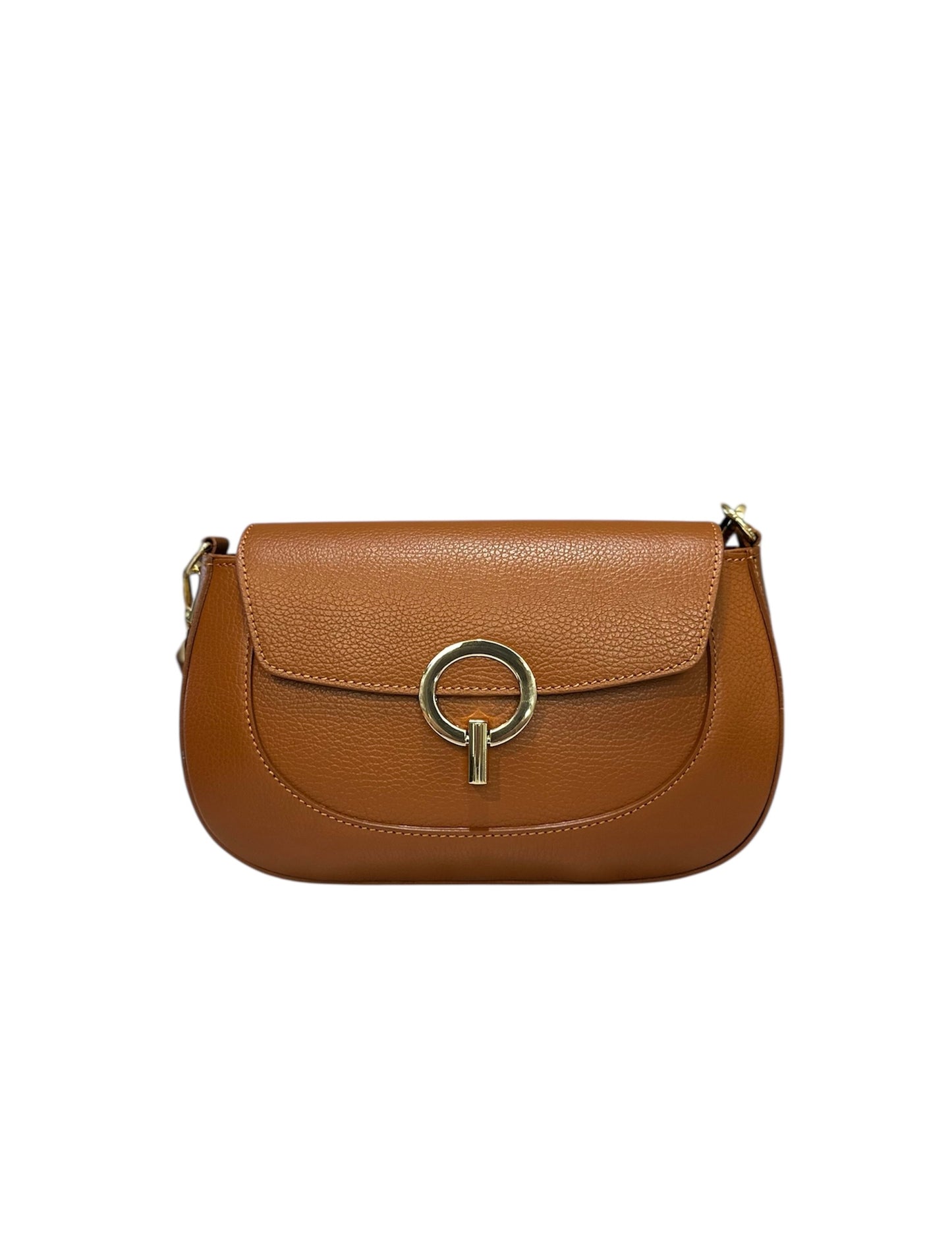 Borsa con patella in pelle martellata