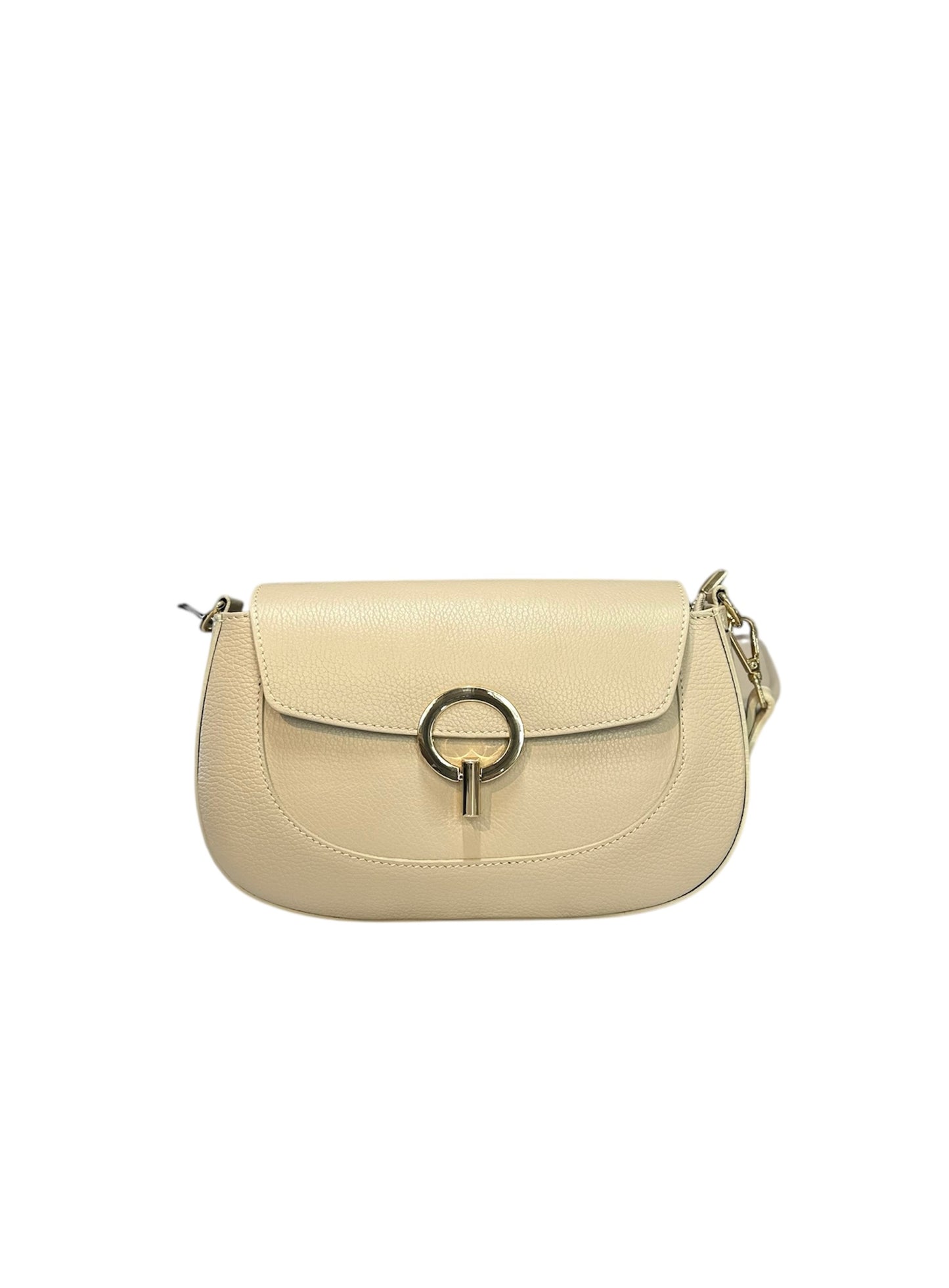 Borsa con patella in pelle martellata