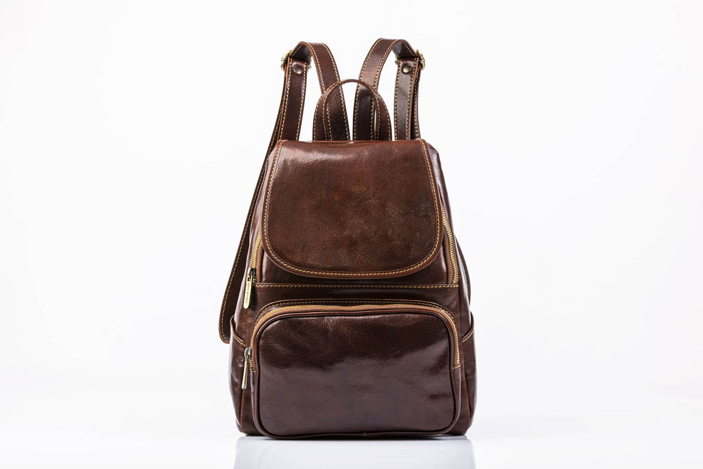 Zaino in cuoio unisex con patella