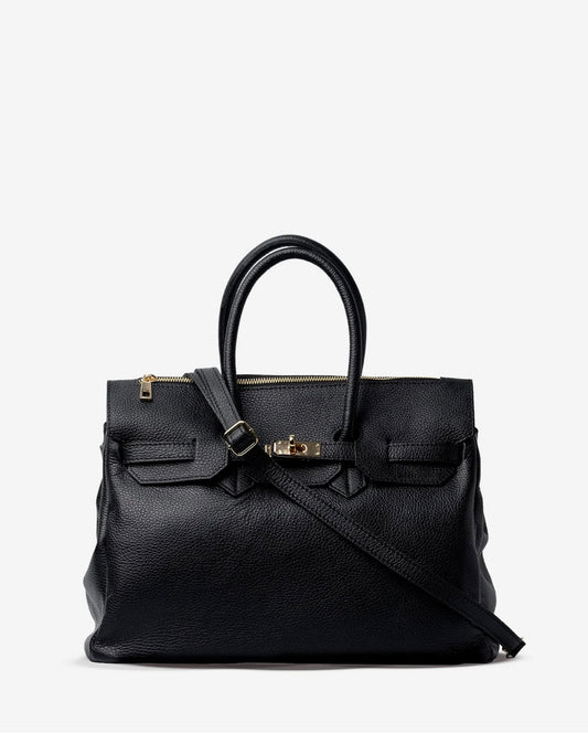 Borsa due manici in pelle martellata
