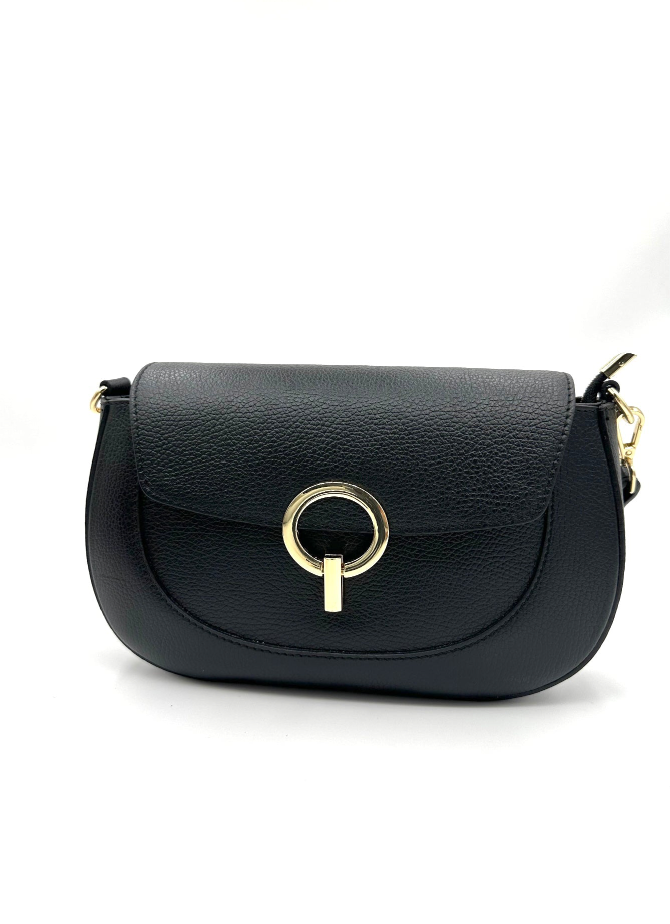 Borsa con patella in pelle martellata