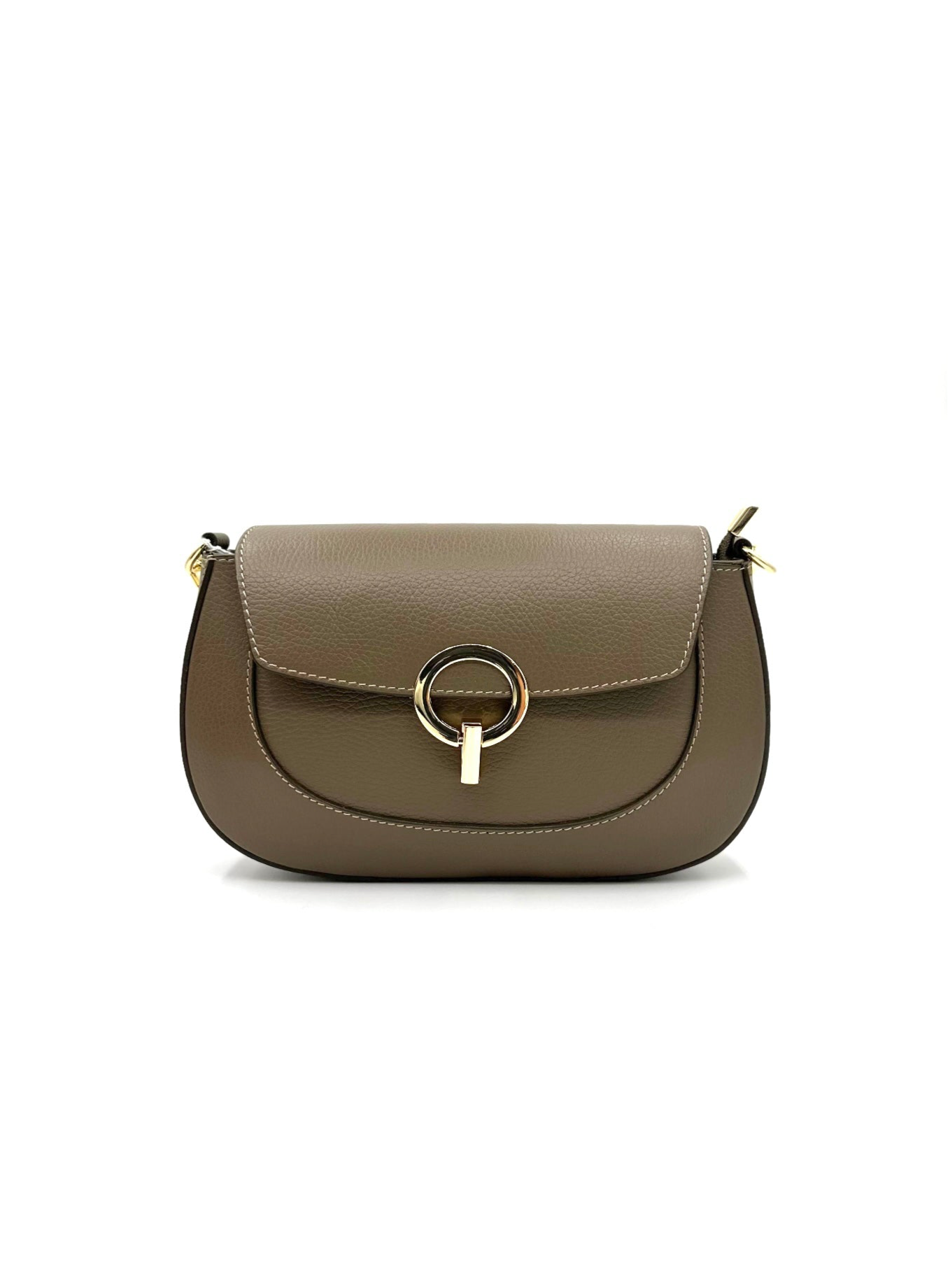 Borsa con patella in pelle martellata